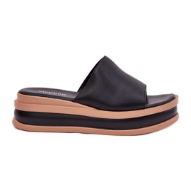 Classic women's slippers on the platform and black wedges Classic women's slippers on the platform and black wedges