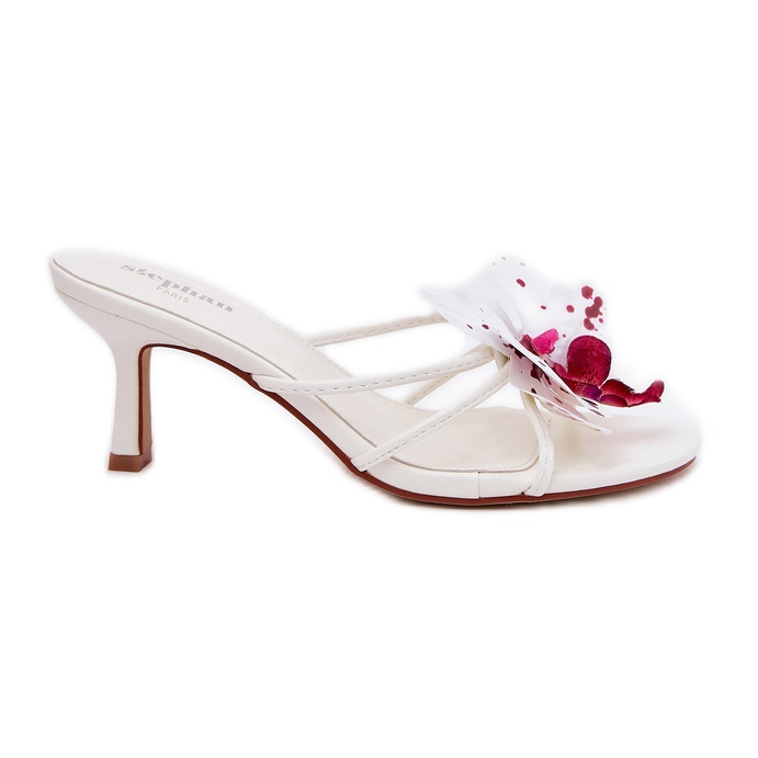 Women's flip flops on a pin with an artificial flower white