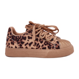 Women's sneakers with decoration on the platform leopard print brown Women's sneakers with decoration on the platform leopard print brown