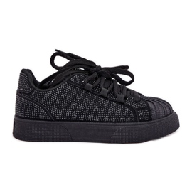 Women's sneakers with decoration on the platform black