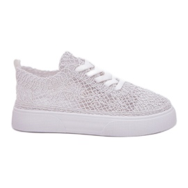 Women's braided sneakers on the platform white