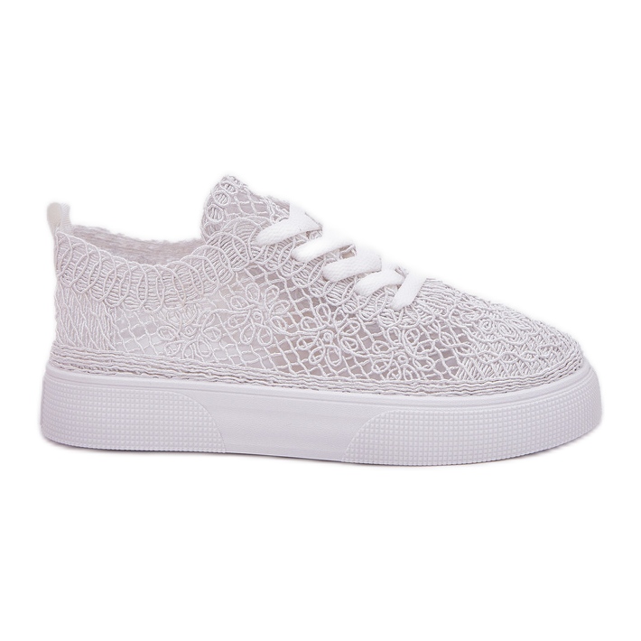 Women's braided sneakers on the platform white
