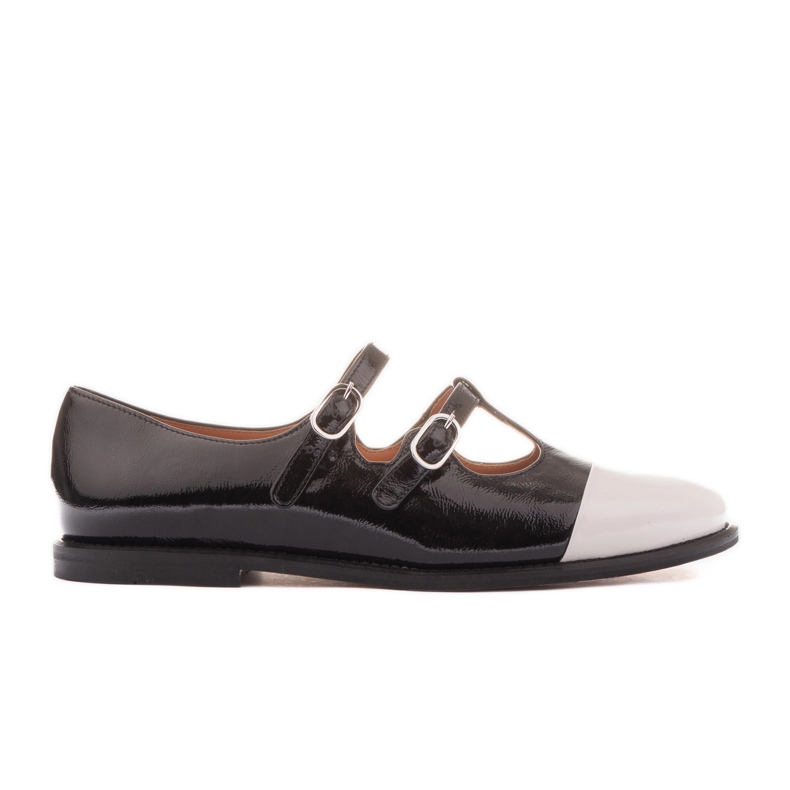 Marco Shoes Painted women's ballerinas with a white toe black