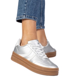 Silver sneakers women's sports sneakers on the platform Silver sneakers women's sports sneakers on the platform