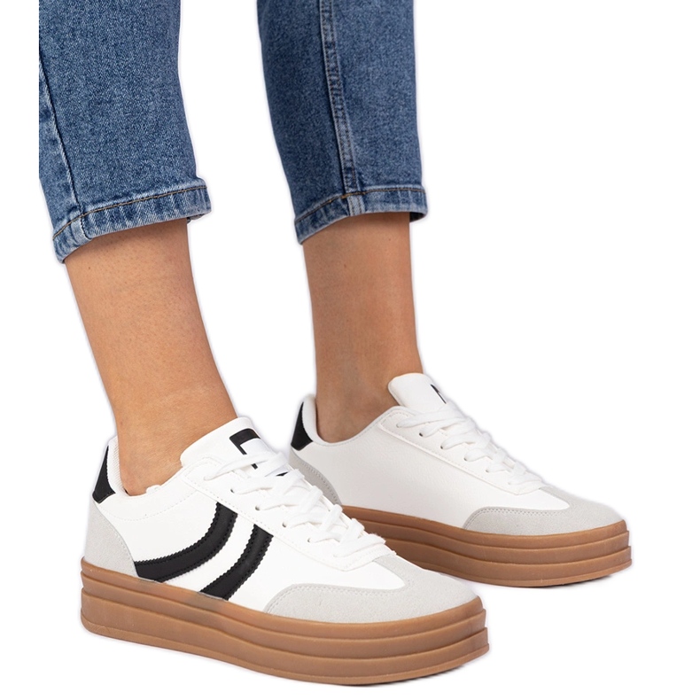 White sneakers women's sneakers with a black accessory