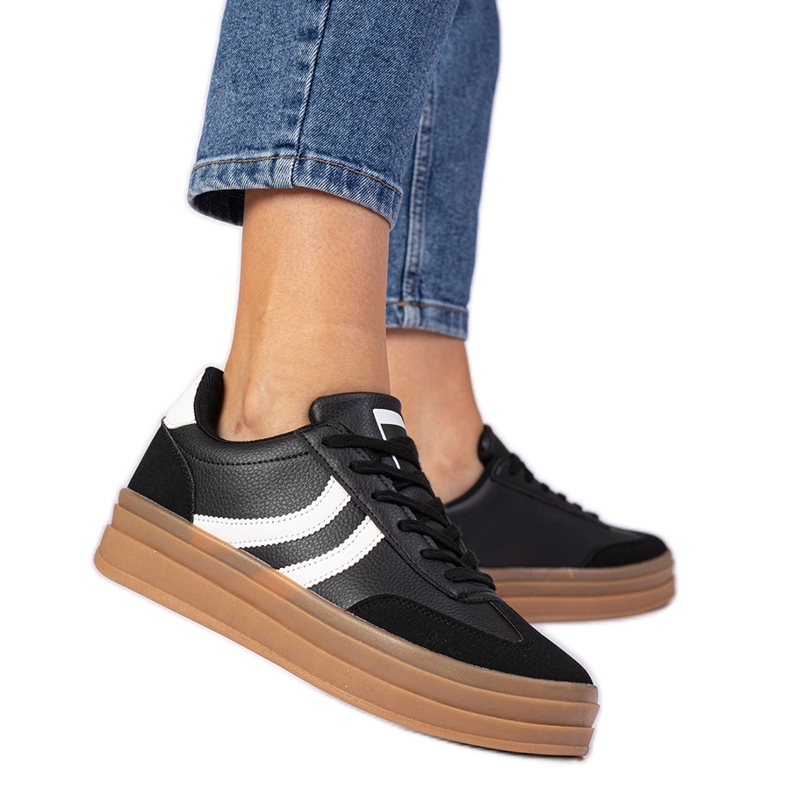 Black sneakers women's sneakers on the platform