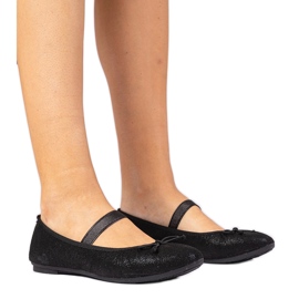 Black women's ballerinas with a bow on an elastic band Black women's ballerinas with a bow on an elastic band