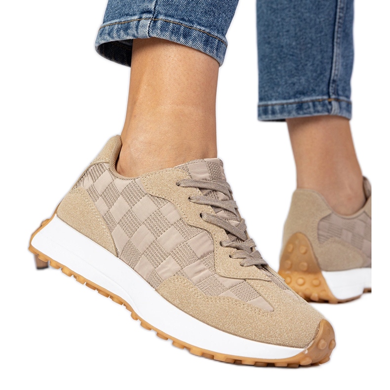 Beige women's sports sneakers