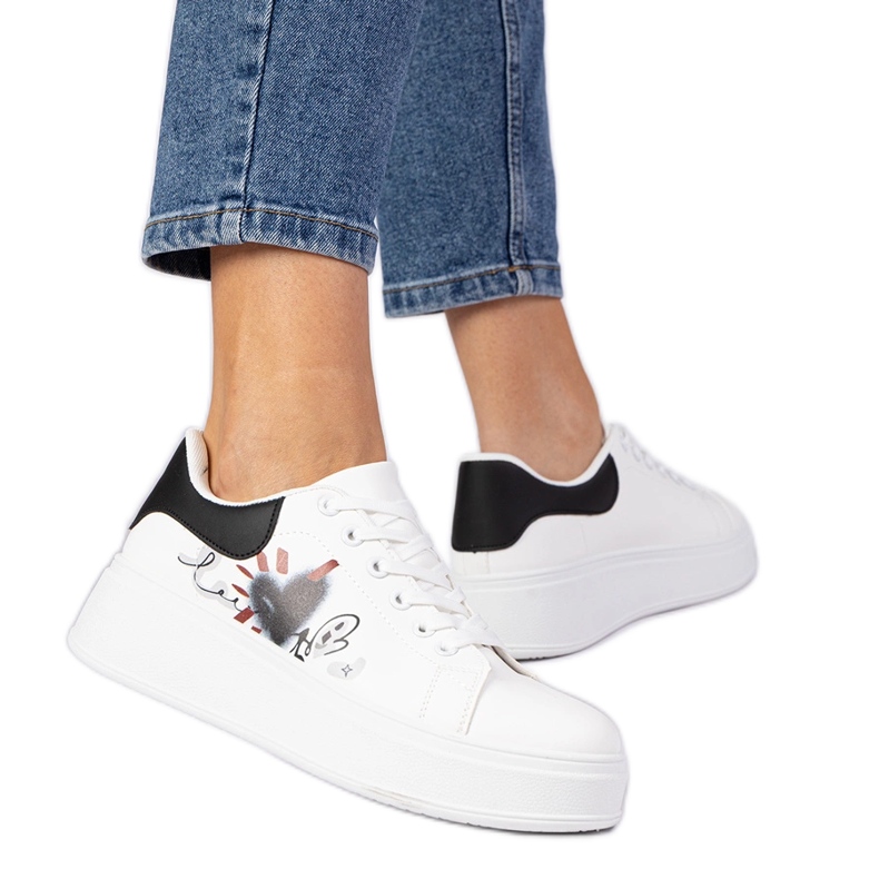 White and white sneakers women's sports sneakers with print White and white sneakers women's sports sneakers with print