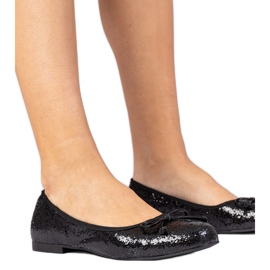 Black women's glitter ballerinas with a bow