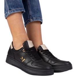Black women's sneakers with golden glitter