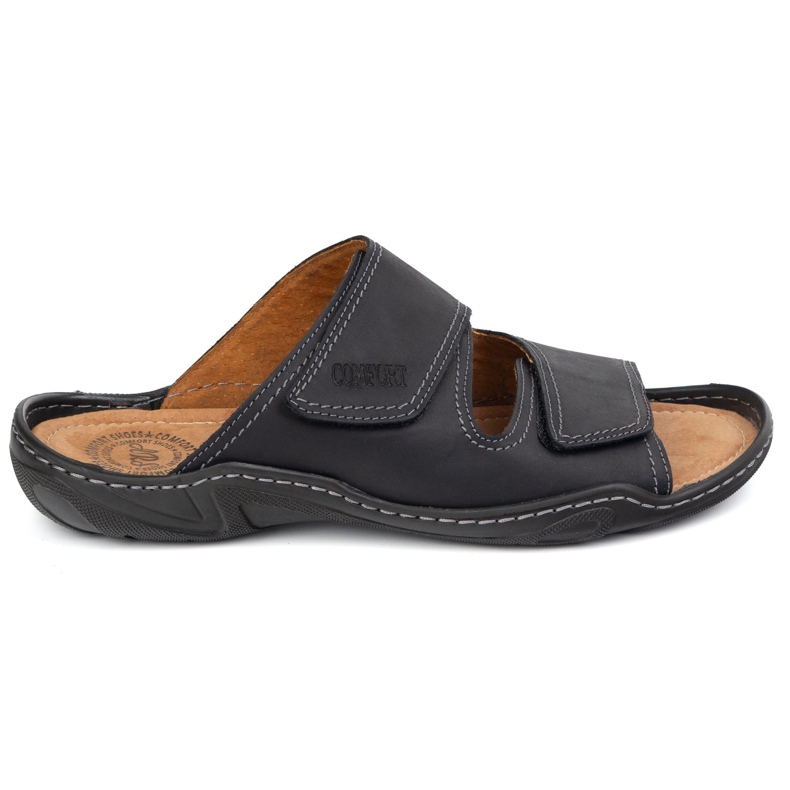 Olivier Classic men's leather flip flops 0048 Black Nubuk Olivier Classic men's leather flip flops 0048 Black Nubuk