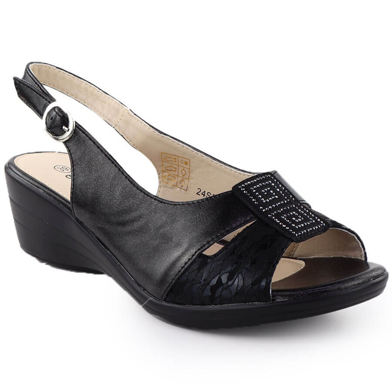 Women's sandals on wedges Black Evento 7028 Women's sandals on wedges Black Evento 7028