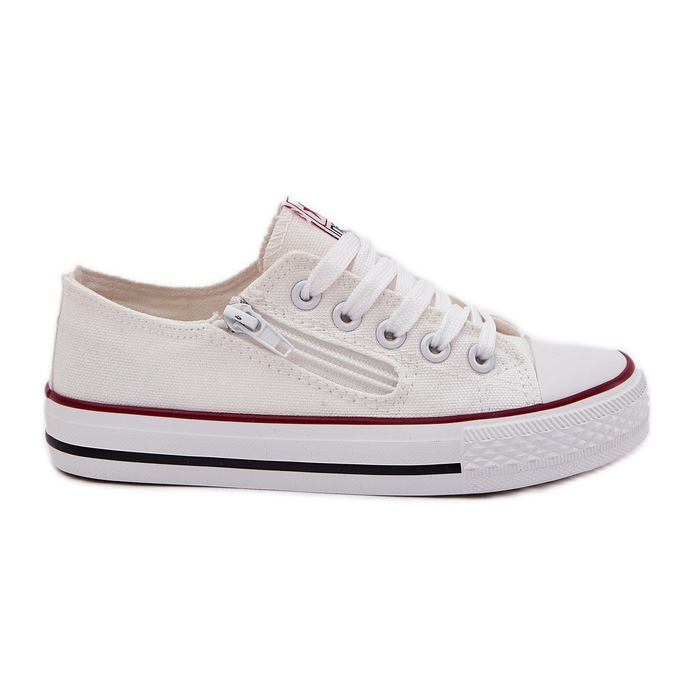Children's low white lace -up sneakers