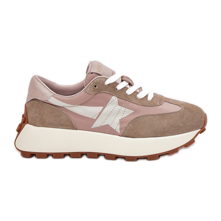 Women's suede sports shoes on the Vinceza 66720 beige
