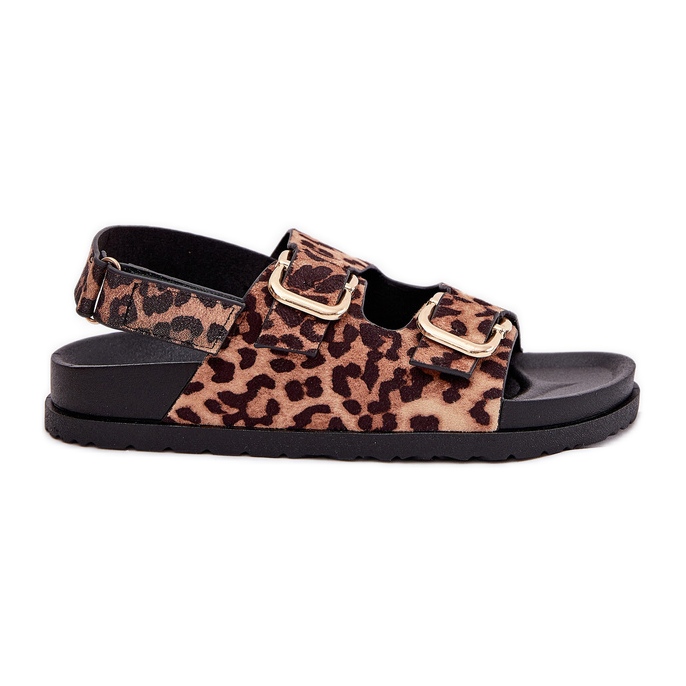 Women's leopard print sandals with brown buckles Women's leopard print sandals with brown buckles