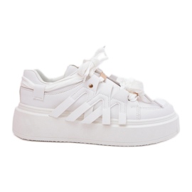 Eco leather sneakers on the white platform