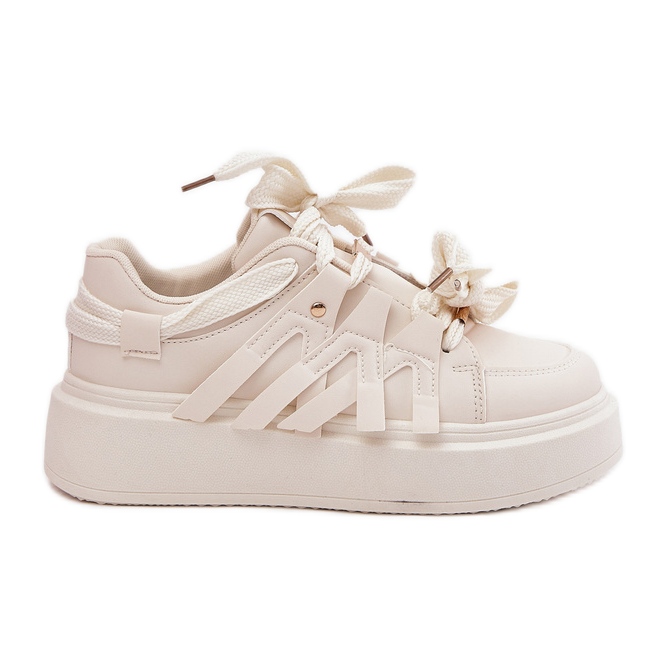 Eco leather sneakers on the beige platform