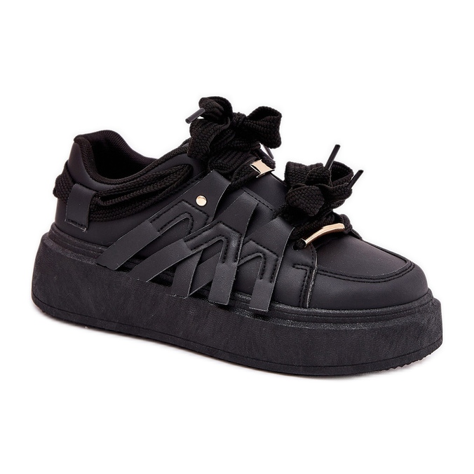 Eco leather sneakers on the black platform