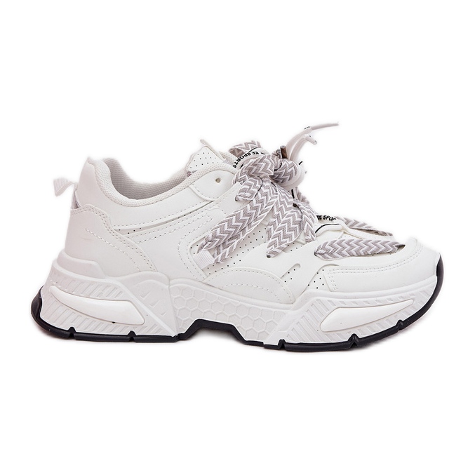 Sneakers women's sports shoes with double lacing white