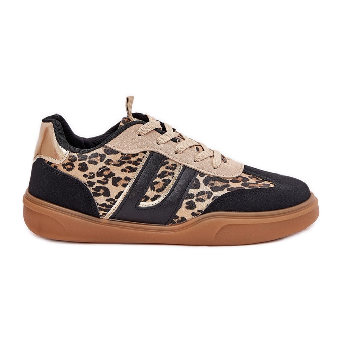 Women's sneakers with eco leather leopard print black