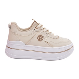 Women's sports shoes on the platform beige