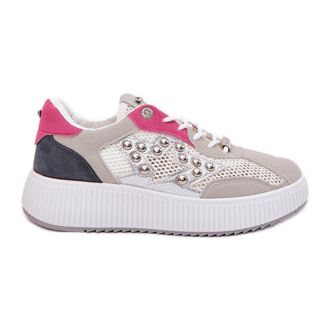 Women's sports shoes with mesh and gray studs grey Women's sports shoes with mesh and gray studs grey