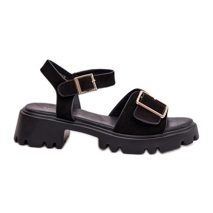Eco suede women's sandals with black clamp
