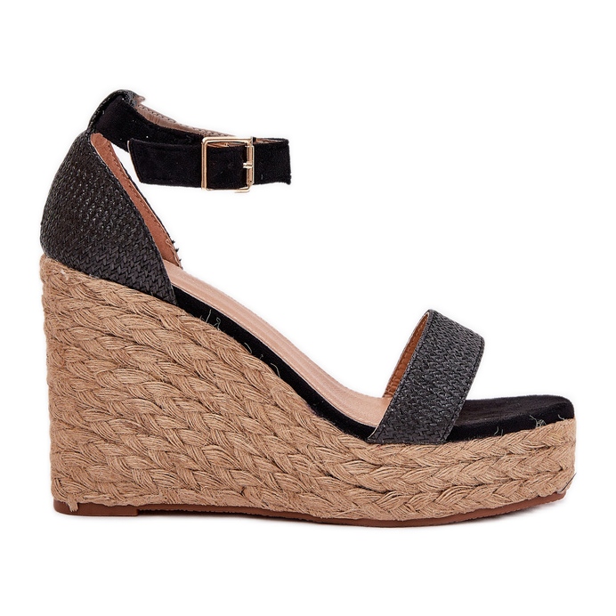 Women's sandals for wedge with black braid