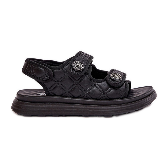 Women's sandals with decorative black Velcro details