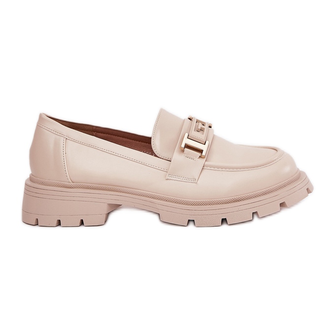 Women's loafers with eco leather beige