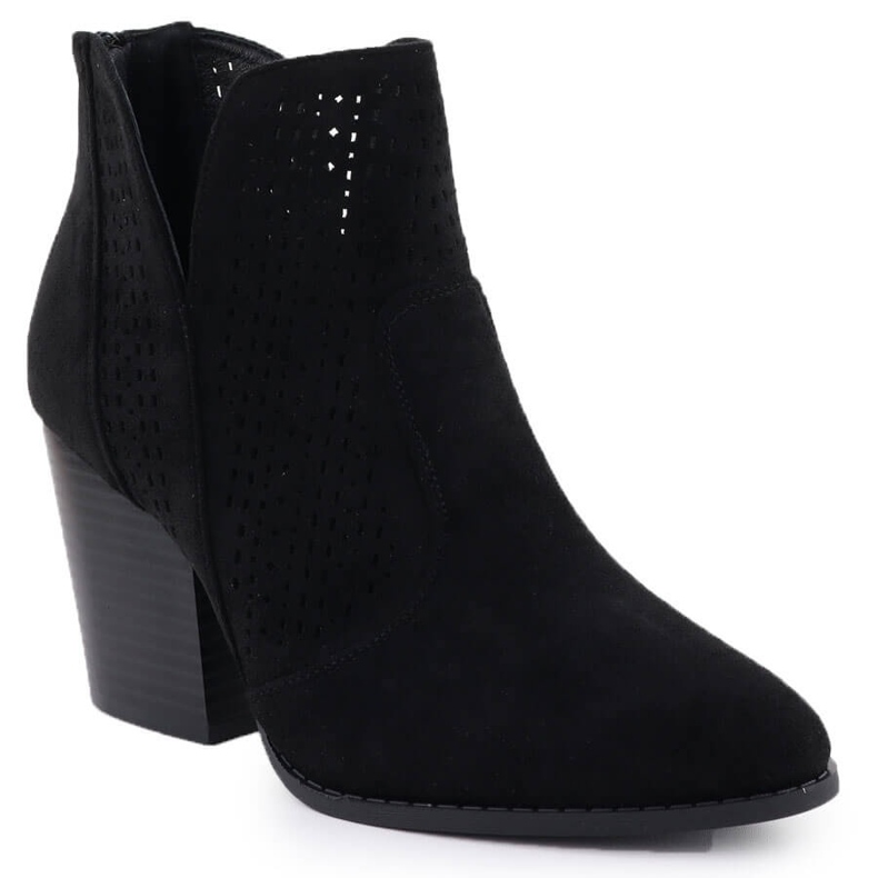 S.Barski Women's suede boots on the Black Openwork Stand S. Barski HY51-060