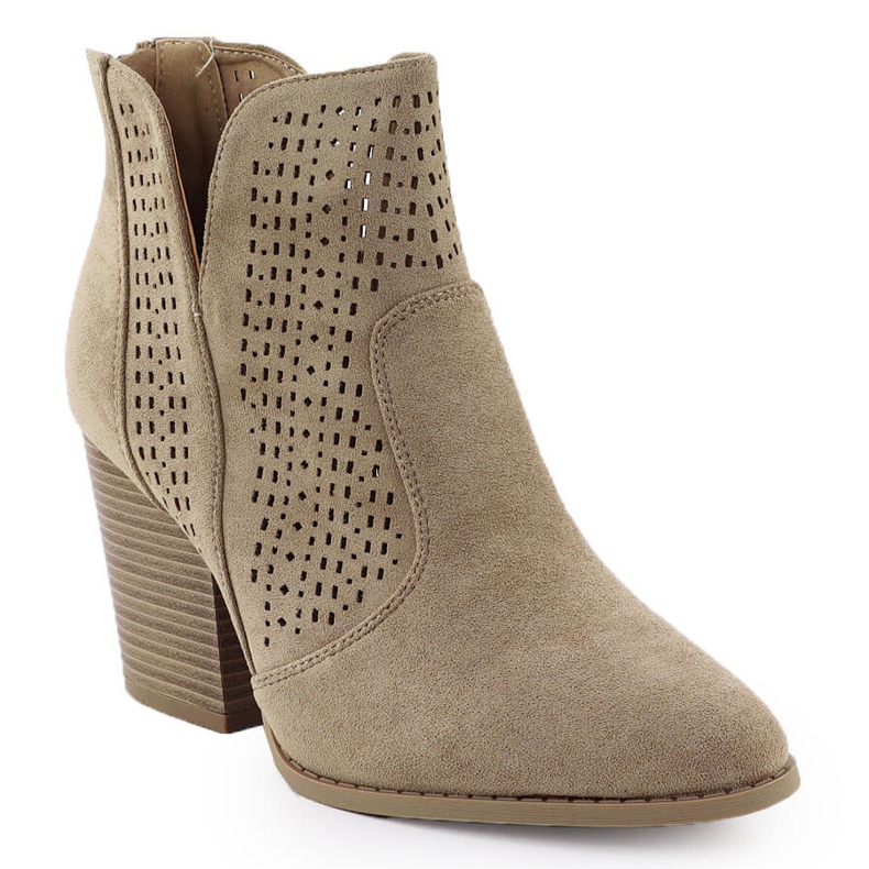 S.Barski Women's suede boots on the openwork post S. Barski HY51-060 beige