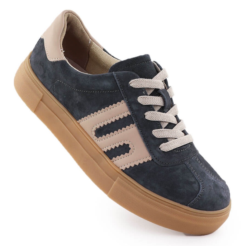 Leather sports shoes on the gray Filippo DP6798 platform grey