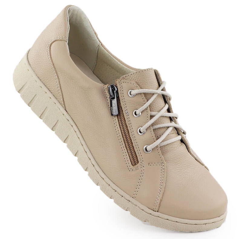 Women's leather shoes comfortable beige Helios 429