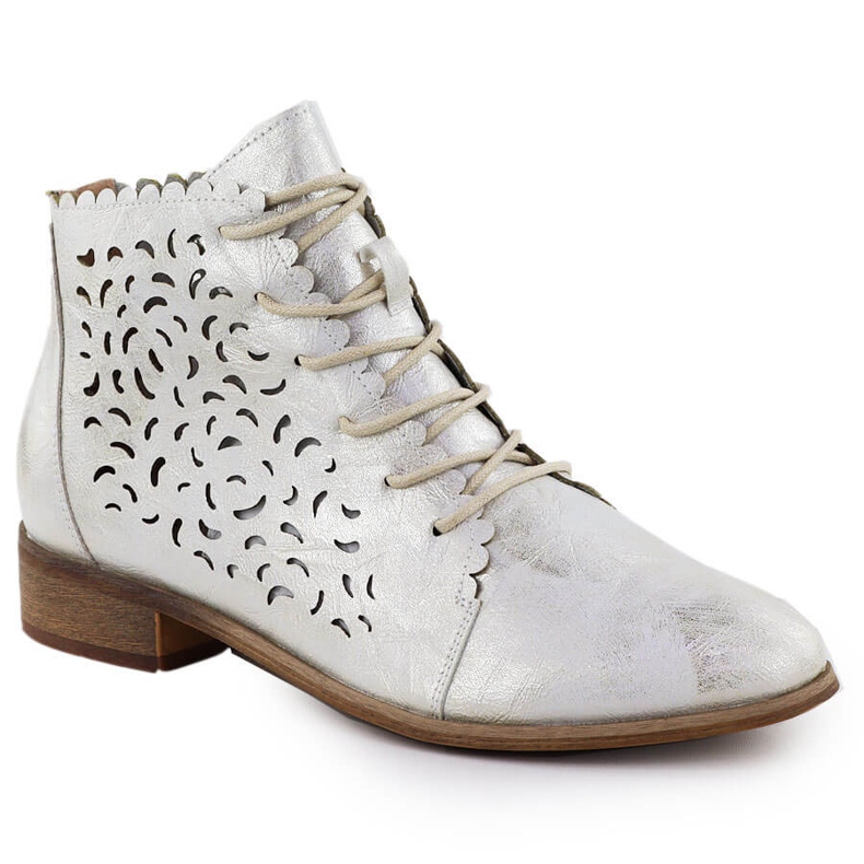 Women's openwork boots white gold plated Potocki 25-12646
