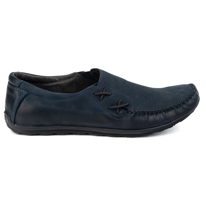 Olivier Men's shoes leather loafers inserted 306kz navy blue