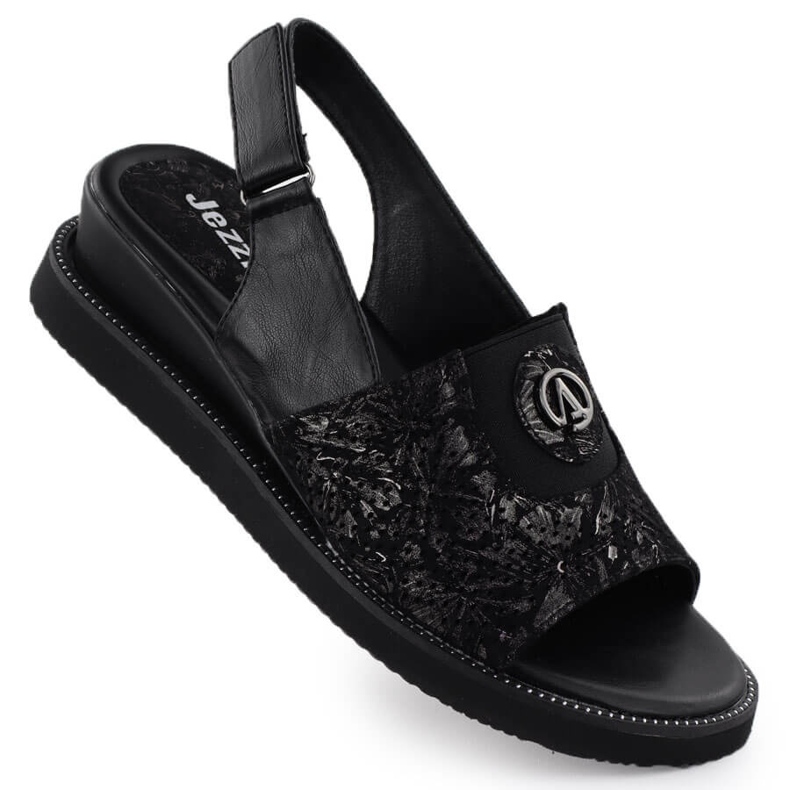 Women's sandals on a platform with rubber black Jezzi RMR2267-2