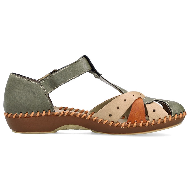 Women's comfortable sandals for Velcro, built-in green fingers Rieker M1655-54