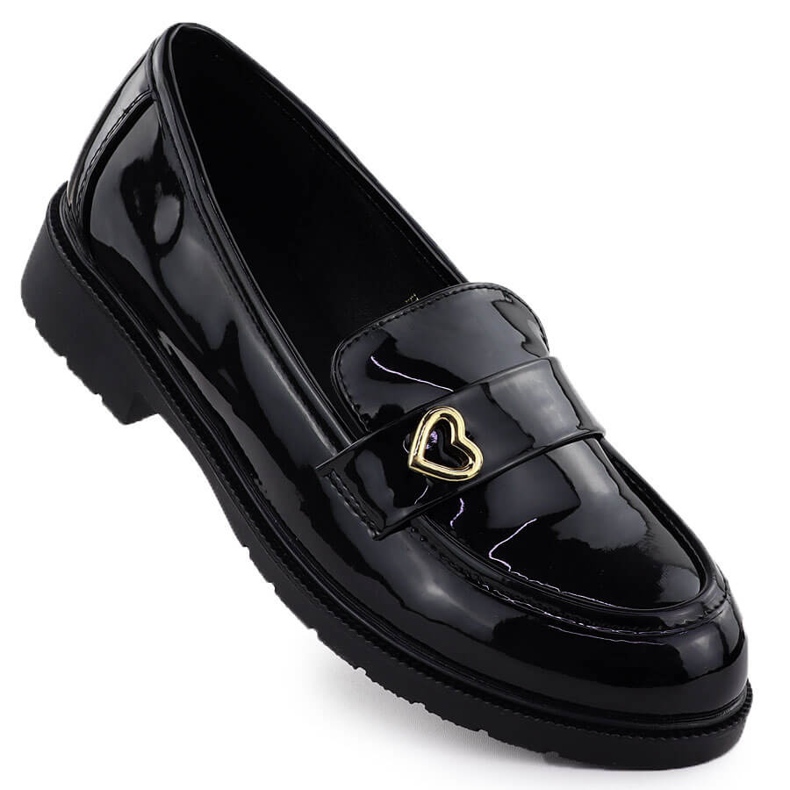 S.Barski Moccasins Women's lacquered shoes black S. BARSKI HY51-379