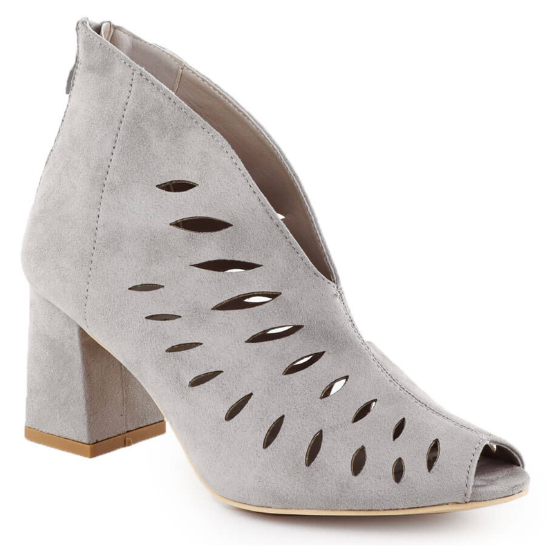 Women's suede Open Toe Gray Potocki 20318 women's openwork boots grey