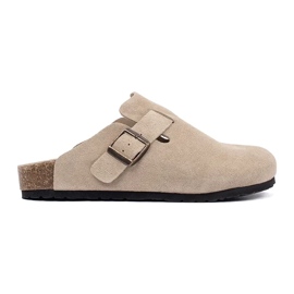 Goodin Light -bearing women's leather flip flops beige Goodin Light -bearing women's leather flip flops beige