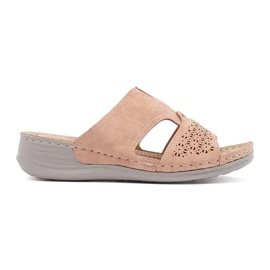 Slippers on a low wedge powder pink Slippers on a low wedge powder pink