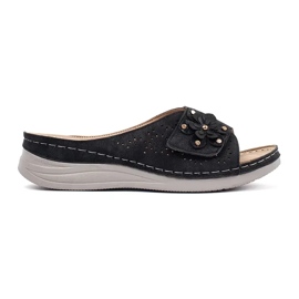 Black women's slippers on a thick sole Black women's slippers on a thick sole