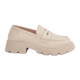 Women's Eco Leather Moccasins, Light Beige Women's Eco Leather Moccasins, Light Beige