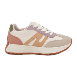 Women's sports shoes on multicolor platform beige