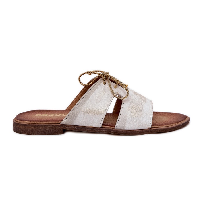 Women's leather flip flip flops Zazoo 3022 golden wiped Women's leather flip flip flops Zazoo 3022 golden wiped