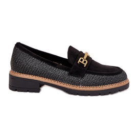 Women's loafers with braid and golden detail black