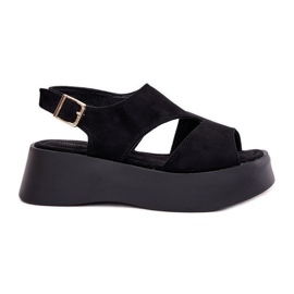 Women's sandals on the platform eco suede black