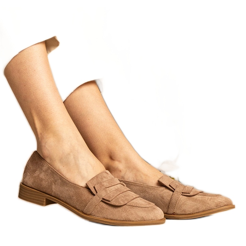 Brown women's classic loafers from ekozamszu